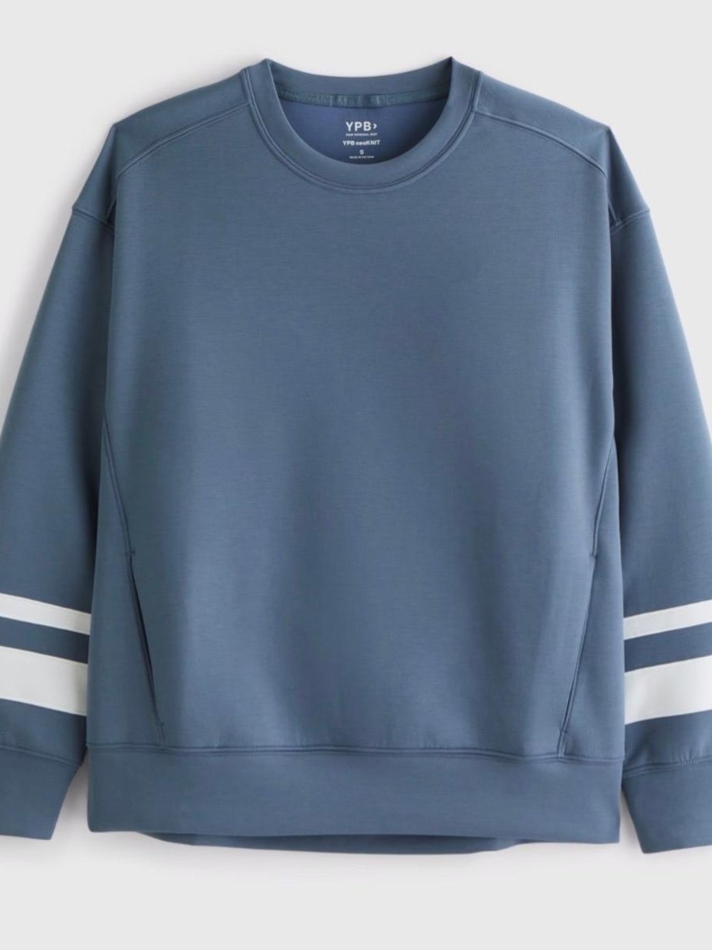 Abercrombie YPB Oversized Blue Crewneck Sweatshirt with Stripe Detail